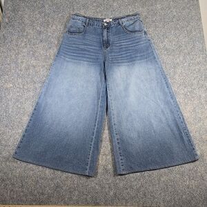 Mazik Women Super Wide Leg Crop Light Jeans Sz L Light Wash Hippie *See Notes*